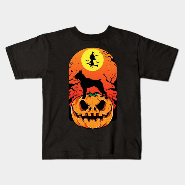 Boxer Halloween Puppy Pumpkin Kids T-Shirt by madani04